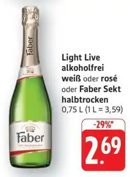 Edeka Light Live alkoholfrei weiß oder rosé oder Faber Sekt halbtrocken Angebot