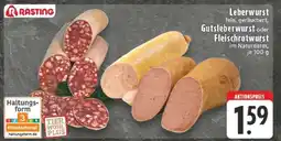 Edeka Rasting Leberwurst, Gutsleberwurst oder Fleischrotwurst Angebot