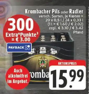 Edeka Krombacher Pils oder Radler Angebot