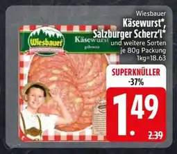 Edeka Wiesbauer Käsewurst, Salzburger Scherz'l Angebot