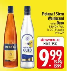 Edeka Metaxa 5 Stern Weinbrand oder Ouzo Angebot