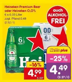 Netto Marken-Discount Heineken Premium Beer oder Heineken 0,0% Angebot