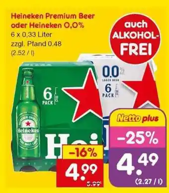 Netto Marken-Discount Heineken Premium Beer oder Heineken 0,0% Angebot