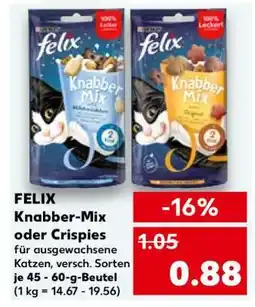 Kaufland FELIX Knabber-Mix oder Crispies Angebot