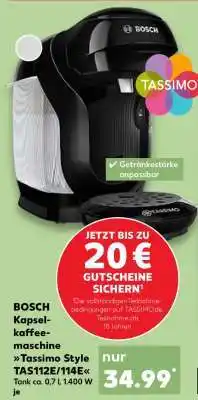Kaufland BOSCH Kapselkaffeemaschine Tassimo Style TAS1122/114E Angebot