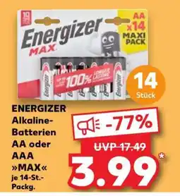 Kaufland ENERGIZER Alkaline-Batterien AA oder AAA Max Angebot