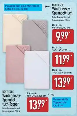 Aldi Nord NOVITESSE Winterjersey-Spannbetttuch Angebot