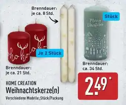Aldi Nord HOME CREATION Weihnachtskerze(n) Angebot