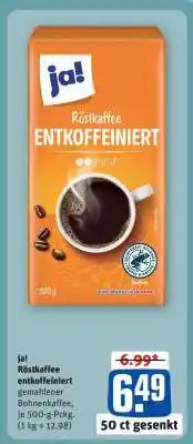 REWE ja! Röstkaffee entkoffeiniert Angebot
