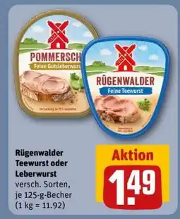 REWE Rügenwalder Teewurst oder Leberwurst Angebot