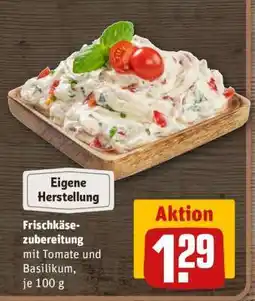 REWE Frischkäsezubereitung mit Tomate und Basilikum, je 100 g Angebot