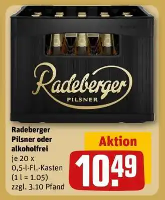 REWE RADEBERGER Pilsner oder Alkoholfrei Angebot