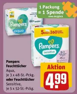 REWE Pampers Feuchttücher Aqua oder Feuchttücher Sensitive Angebot