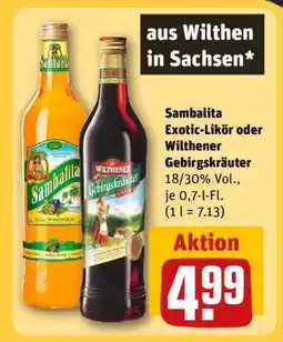 REWE Sambalita Exotic-Likör oder Wilthener Gebirgskräuter Angebot