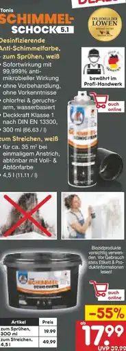 Netto Marken-Discount Tonis Schimmel Schock Desinfizierende Antischimmelfarbe Angebot