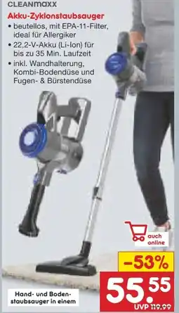 Netto Marken-Discount Clean Maxx Akku-Zyklonstaubsauger Angebot
