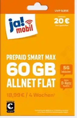 REWE ja! Mobil Prepaid Smart Paket Max Angebot