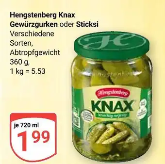 Globus Hengstenberg knax gewürzgurken Angebot