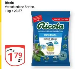 Globus Ricola menthol extra stark Angebot