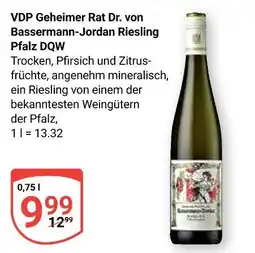 Globus Vdp geheimer rat dr. von bassermann-jordan riesling pfalz dqw Angebot