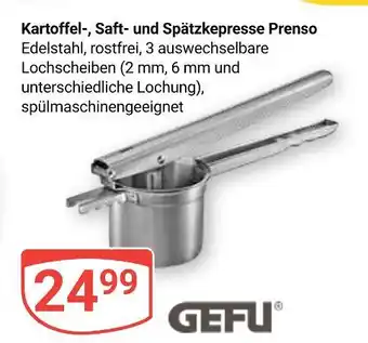 Globus Gefu kartoffel-, saft- und spätzkepresse prenso Angebot