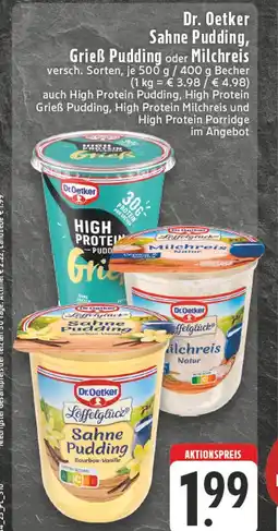 E-Center Dr. oetker sahne pudding, grieß pudding oder milchreis Angebot