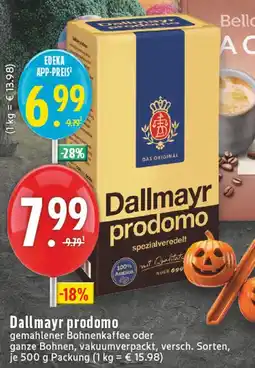 Edeka Dallmayr dallmayr prodomo gemahlener bohnenkaffee Angebot