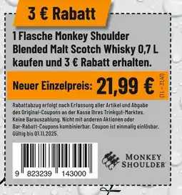 trinkgut Monkey shoulder blended malt scotch whisky Angebot