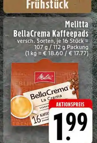 Edeka Melitta bellacrema kaffeepads la crema Angebot