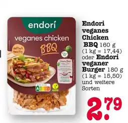 E-Center Endori veganes chicken bbq oder veganer burger Angebot