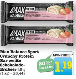 E-Center Max balance sport crunchy protein bar weiße schokolade-erdbeer Angebot