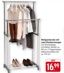 E-Center Rollgarderobe mit zwei kleiderstangen Angebot