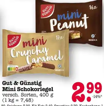 E-Center Gut & günstig mini schokoriegel Angebot