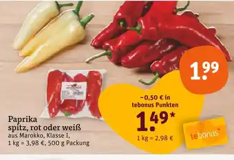 tegut Paprika spitz rot Angebot