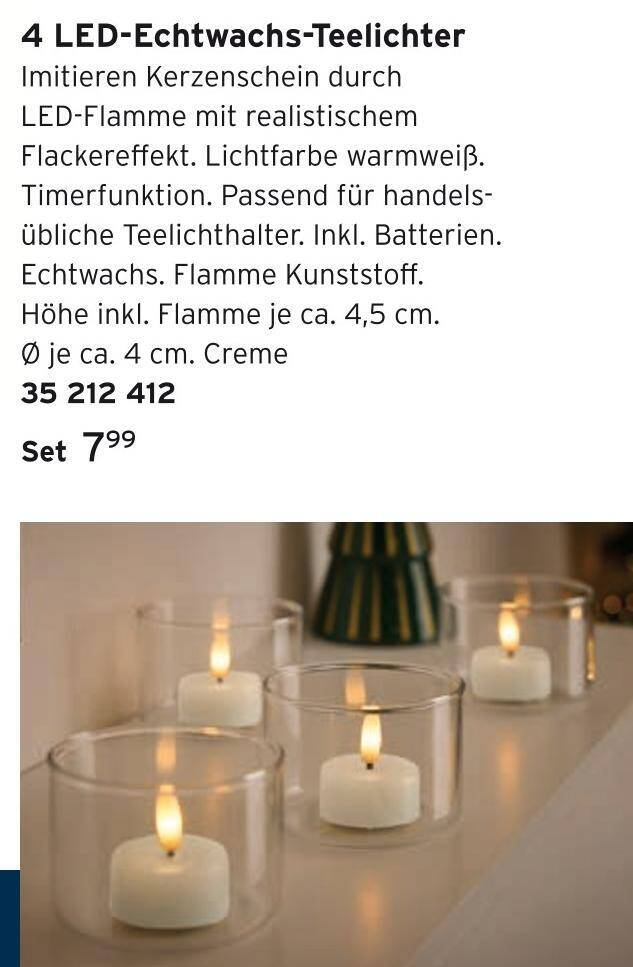4 led-echtwachs-teelichter Angebot bei Tchibo
