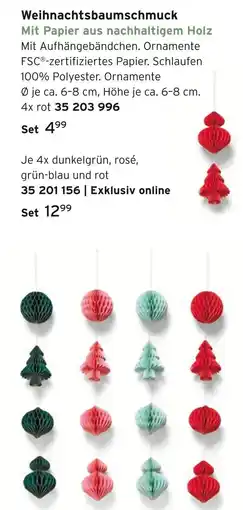 Tchibo Weihnachtsbaumschmuck 4x rot Angebot