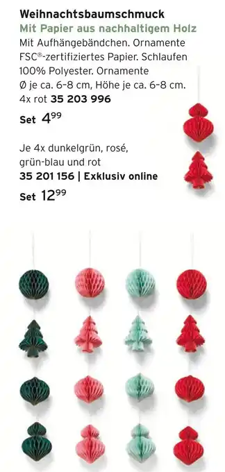Tchibo Weihnachtsbaumschmuck 4x rot Angebot