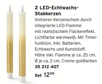 Tchibo 2 led-echtwachs-stabkerzen Angebot
