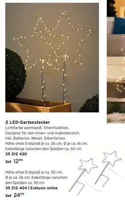 Tchibo 2 led-gartenstecker höhe ohne erdspieß ca. 26 cm Angebot