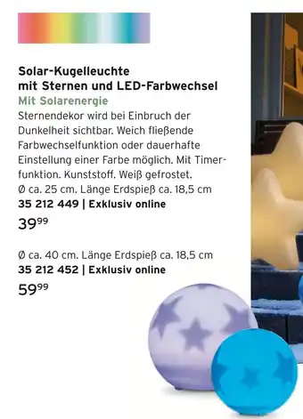 Tchibo Solar-kugelleuchte mit sternen und led-farbwechsel Angebot