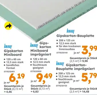 Globus Baumarkt Knauf gipskarton miniboard Angebot