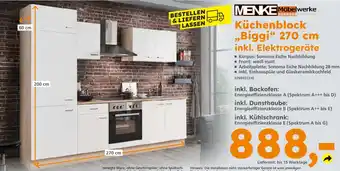 Globus Baumarkt Menke möbelwerke küchenblock „biggi“ 270 cm Angebot
