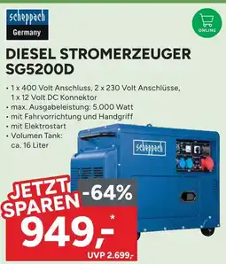 Marktkauf Scheppach diesel stromerzeuger sg5200d Angebot
