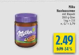 diska Milka haselnusscreme mit rapsöl Angebot