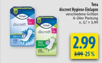 diska Tena discreet hygiene-einlagen Angebot