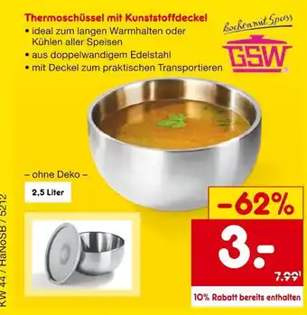 Netto Marken-Discount Gsw thermoschüssel mit kunststoffdeckel Angebot