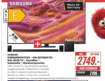 Hirsch und Ille Samsung neo qled-tv + soundbar + subwoofer + rücklautsprecher Angebot