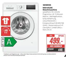 Hirsch und Ille Siemens wm14n29e waschmaschine Angebot