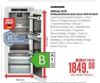Hirsch und Ille Liebherr irbbsbi 4570 einbaukühlschrank ohne gefrierfach Angebot