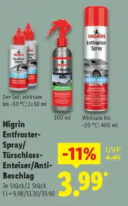 Lidl Nigrin Entfroster- Spray/ Türschloss- Enteiser/Anti- Beschlag Angebot